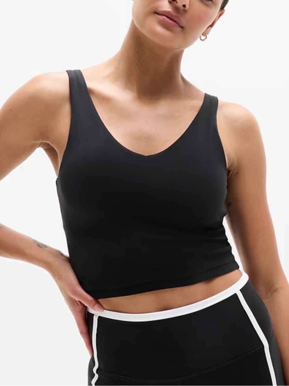 NWT Athleta Transcend V-Neck Crop Bra in Black